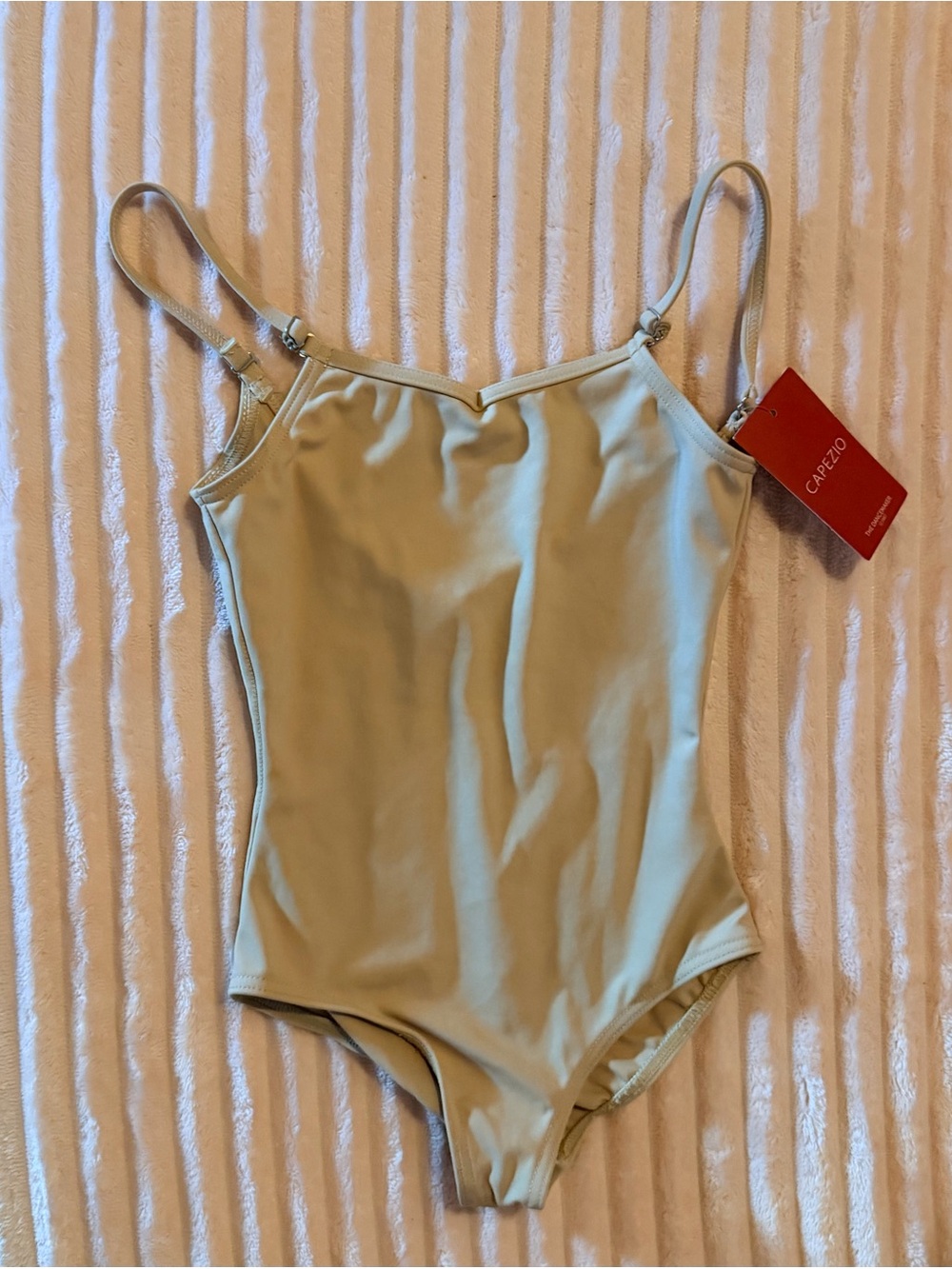 Capezio Beige Adjustable-Strap Girls Dance Leotard M but fits like a small